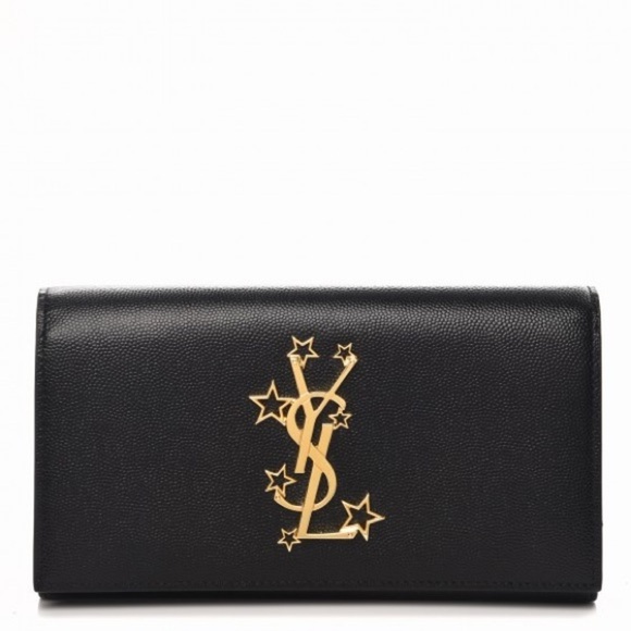 YVES SAINT LAURENT Grain De Poudre Star Studded Monogram Wallet in Black - Picture 1 of 16